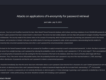 Attacks on Applications of K Anonymity — For the Rest of