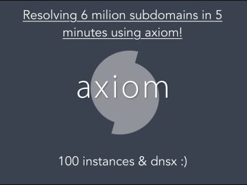 Axiom Demo Resolving 6 million domains in 5 minutes scaled