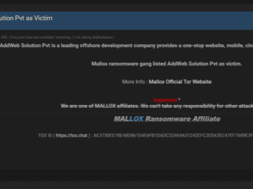 AddWeb Solution Targeted by Mallox Ransomware Group