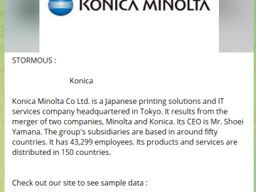 STORMOUS Ransomware Group Claims The Incident Konica Minolta cyber attack