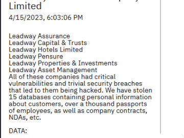 Leadway Assurance Company Data Breach Claims ALPHV Ransomware