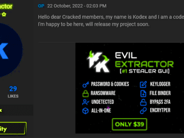 New All in One EvilExtractor Stealer for Windows Systems Surfaces on the