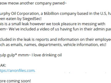 SiegedSec Hacker Group Attacks Murphy Oil Corporation