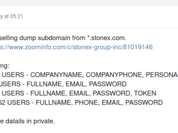 Hacker Claims StoneX Data Breach Offers Stolen Data