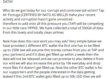 TAP Air Portugal Cyber Attack: GhostSec Demands 250K TAP Air Portugal Cyber Attack