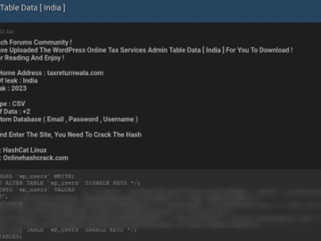 Indian Taxpayer Data Leak Puts User Information At Risk