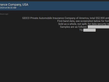 GEICO Data Breach Leads Database Sale On Dark Web
