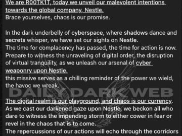 R00TK1T Hacker Group Posts Of Upcoming Nestle Cyberattack