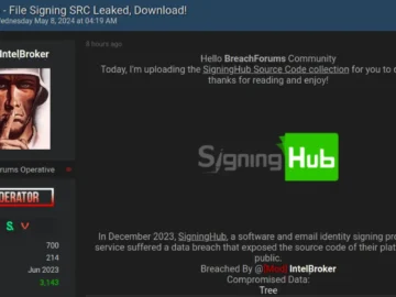 IntelBroker Hacker Claims SigningHub Data Leak SigningHub Data Leak