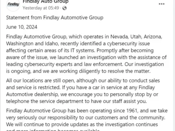 Findlay Automotive Cybersecurity Issue Confirmed Findlay Automotive cybersecurity issue
