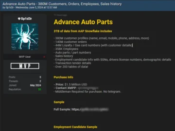 Massive Advance Auto Parts Data Breach Exposes Millions Advance Auto Parts data breach