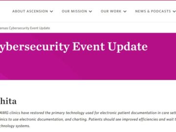 Progress Made In Restoring Systems Ascension cyberattack