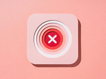 When things go wrong: A digital sharing warning for couples A bright "X" is placed at the center of red, concentric circles, which are inside a pink square