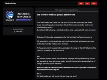 Brain Cipher Released Decryption Keys, Apologies to Indonesia Brain Cipher Released Decryption Keys for Free, Apologies to Indonesia