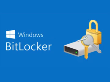 Windows update may present users with a BitLocker recovery screen The BitLocker logo of a hard drive, keys, and a lock