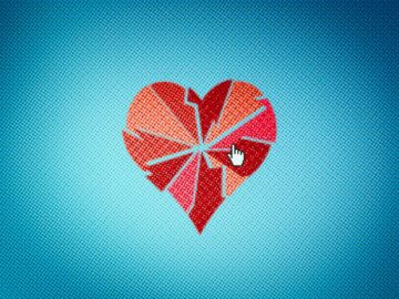 Relationship broken up? Here’s how to separate your online accounts An illustration of a heart is cracked and shattered on a pixelated screen.