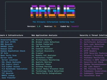 Argus: Open-source information gathering toolkit Argus: Open-source information gathering toolkit