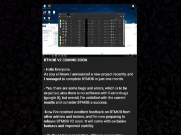 Figure 2 – BTMOB RAT announcement on the SpySolr Telegram Channel