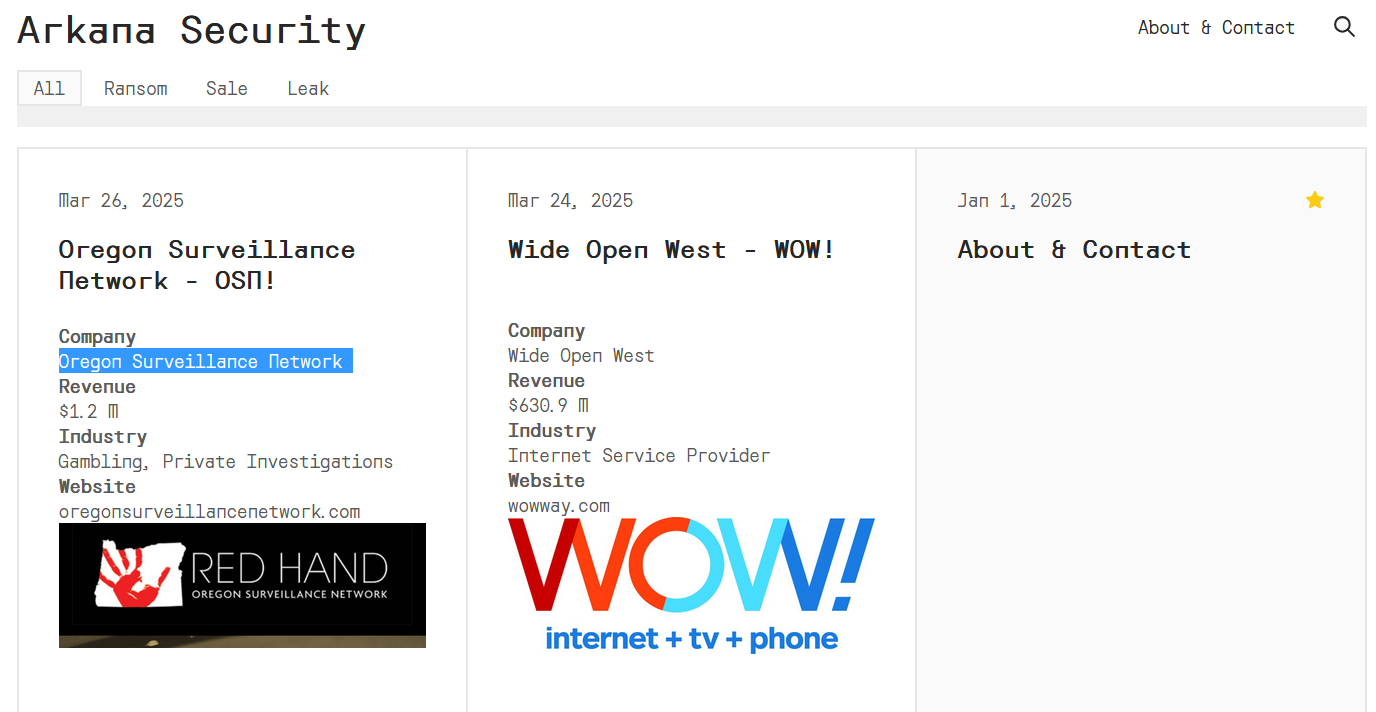 Arkana Security group claims the hack of US telco provider WideOpenWest (WOW!) Arkana Security group claims the hack of US telco provider WideOpenWest (WOW!)