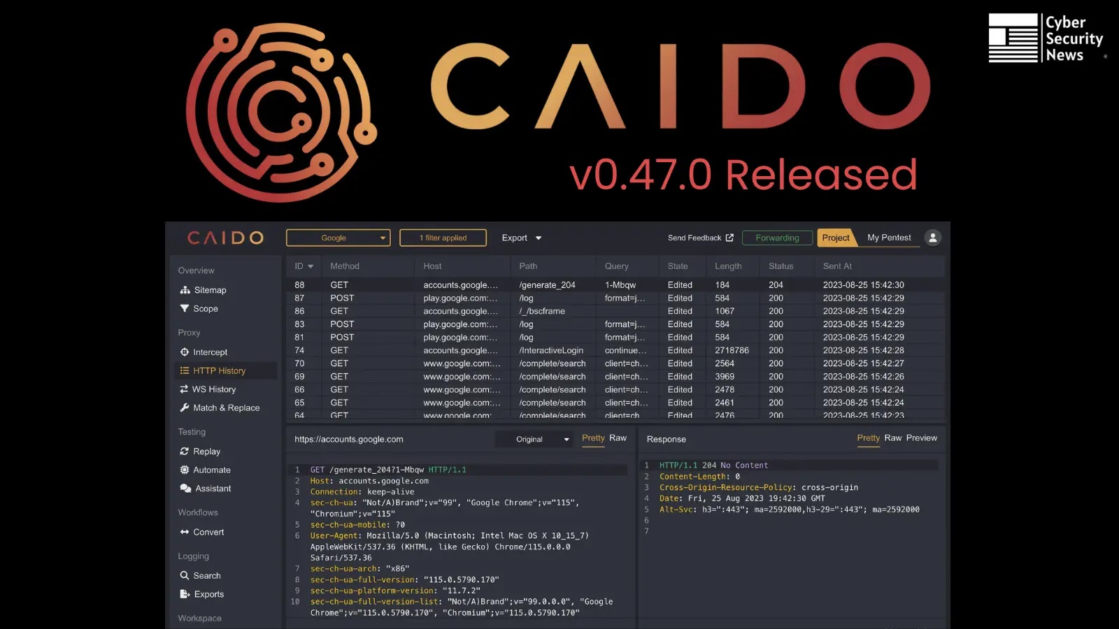 Caido v0.47.0 Released - A Powerful Burp Suite Alternative Web Pentesting Tool