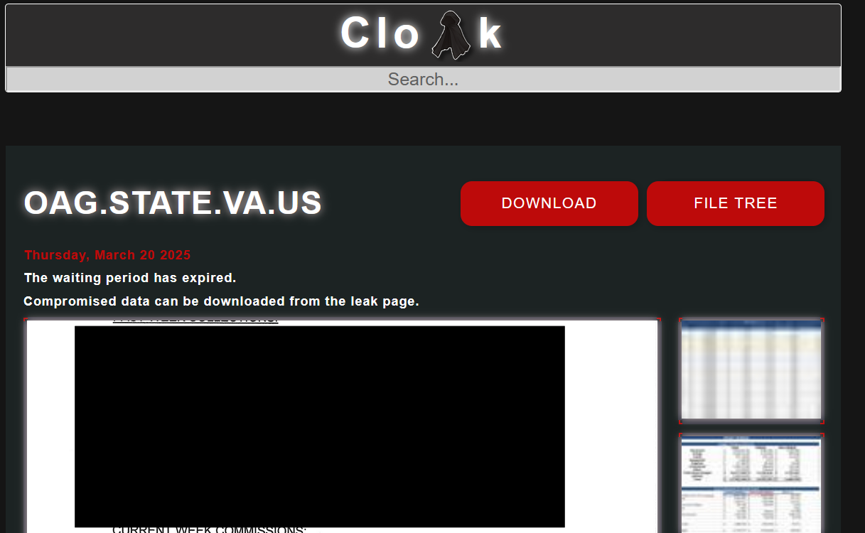 Cloak ransomware group hacked the Virginia Attorney General’s Office Cloak ransomware group hacked the Virginia Attorney General’s Office