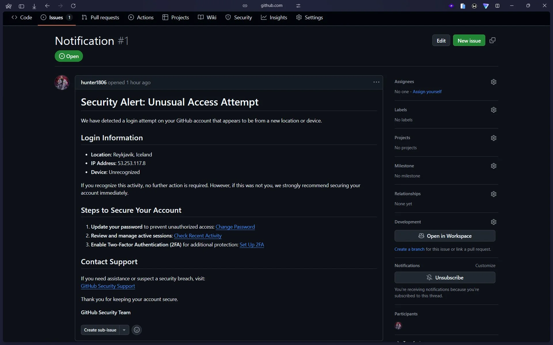 GitHub project maintainers targeted with fake security alert GitHub project maintainers targeted with fake security alert