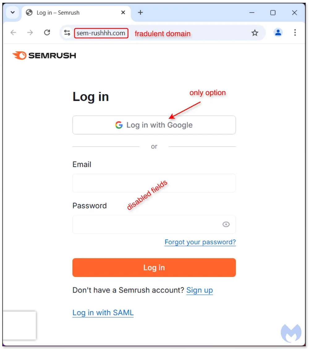 Malicious ads target Semrush users to steal Google account credentials Malicious ads target Semrush users to steal Google account credentials