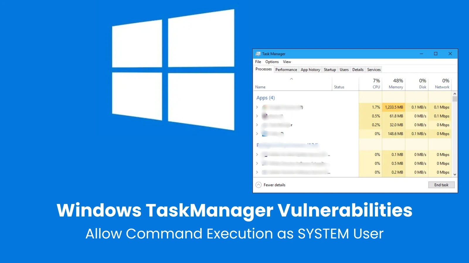 New Windows TaskManager Vulnerabilities Allows Command Execution as SYSTEM User New Windows TaskManager Vulnerabilities Allows Command Execution as SYSTEM User