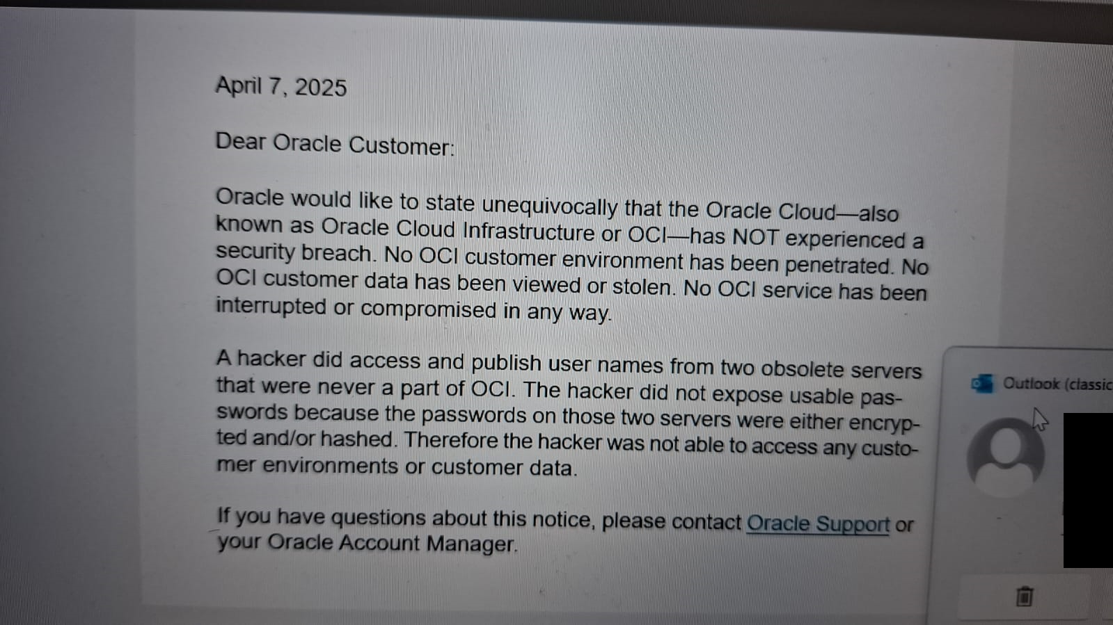 Oracle confirms the hack of two obsolete servers hacked. No Oracle Cloud systems or customer data were affected