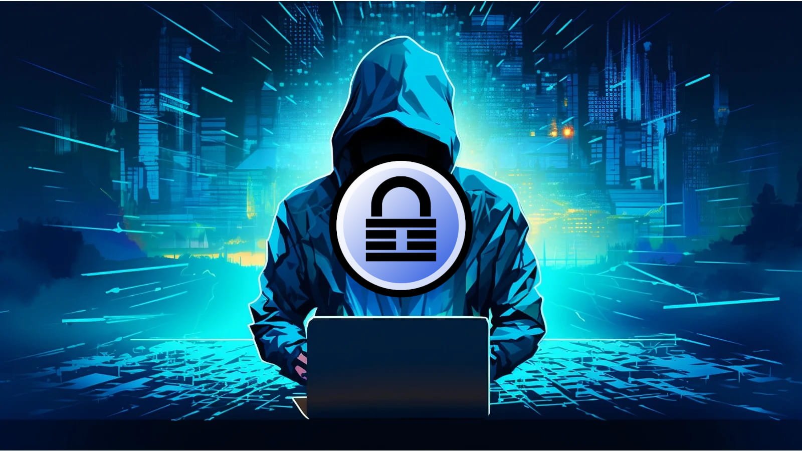 Hacker with a KeePass logo