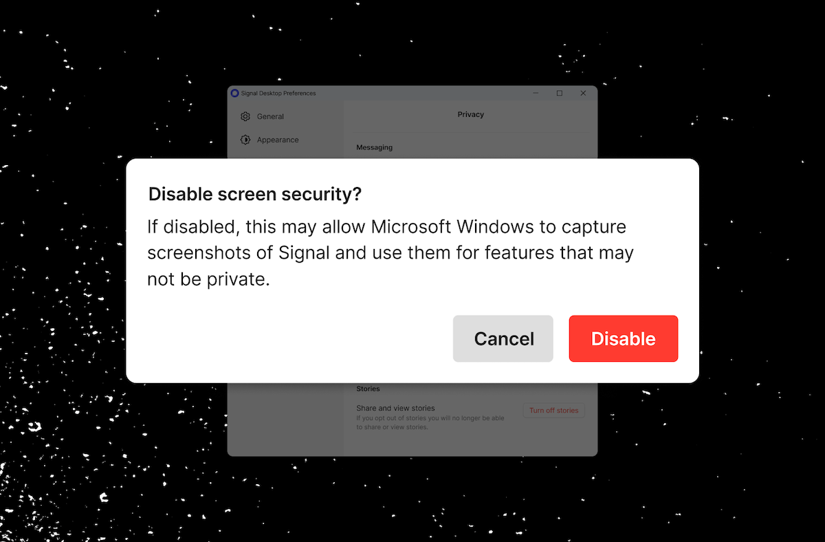 Signal adds screenshot-blocker