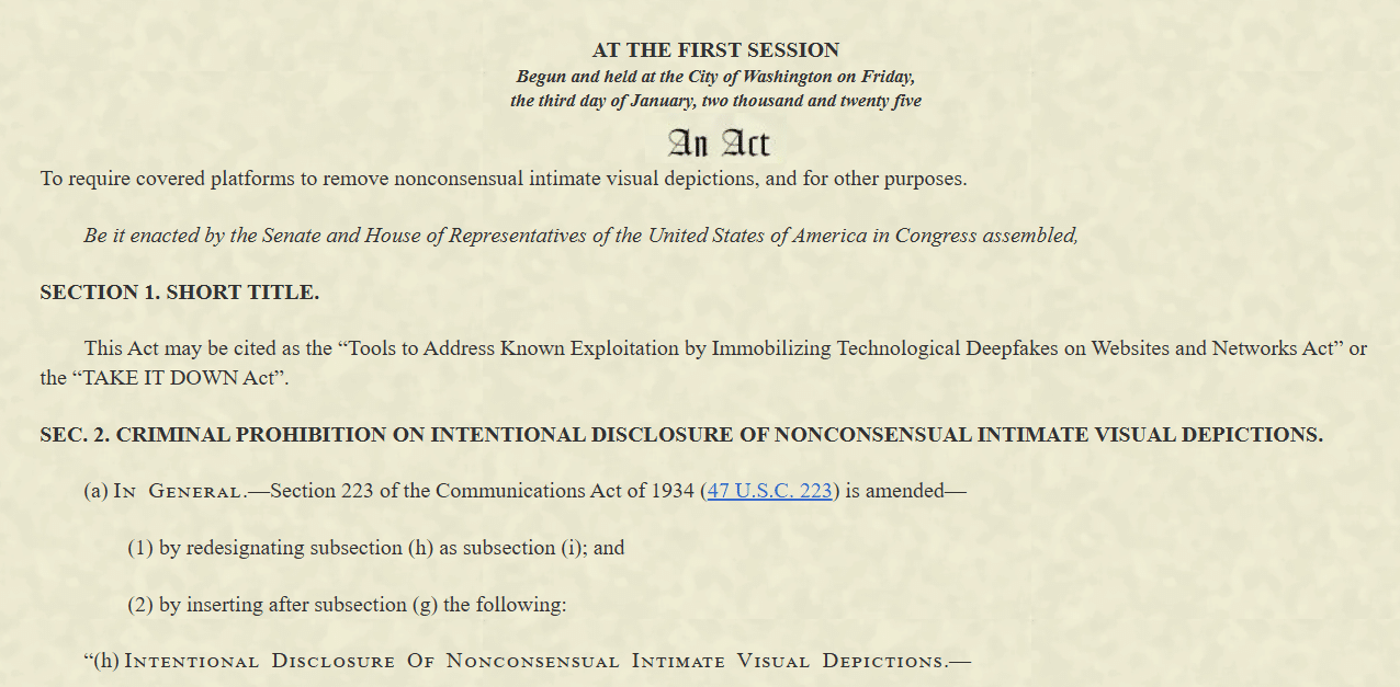 Take It Down Act Expected To Become Law Despite Concerns Take It Down Act