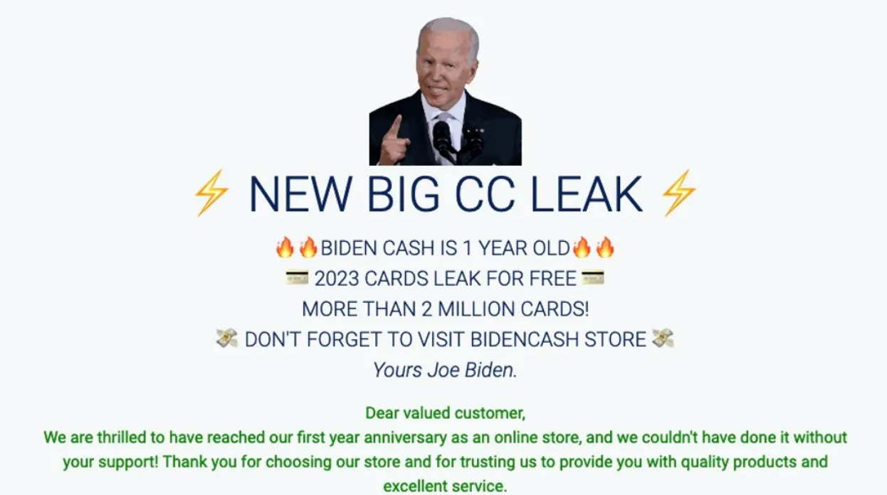 Law enforcement seized the carding marketplace BidenCash