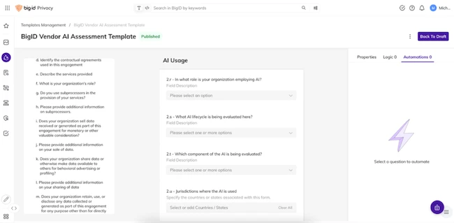 BigID Vendor AI Assessment reduces third-party AI risk