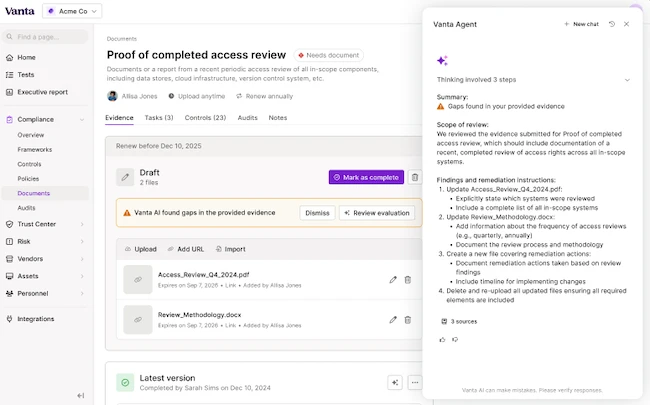Vanta AI Agent automates time-consuming GRC workflows