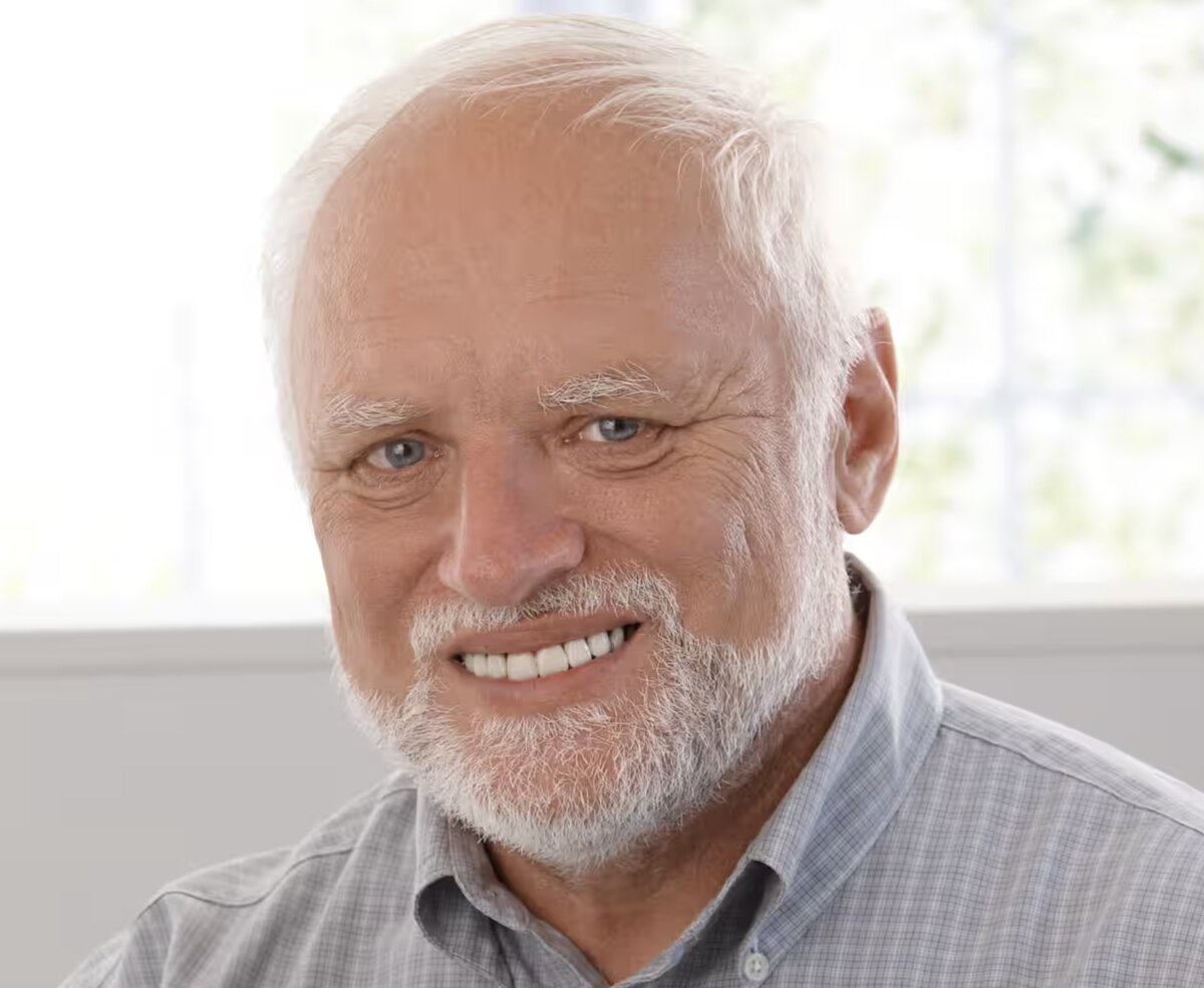 Hide the Pain Harold - smiling through the existential dread