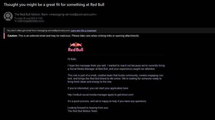 Red Bull-Themed Phishing Attacks Steal Job Seekers Login Credentials