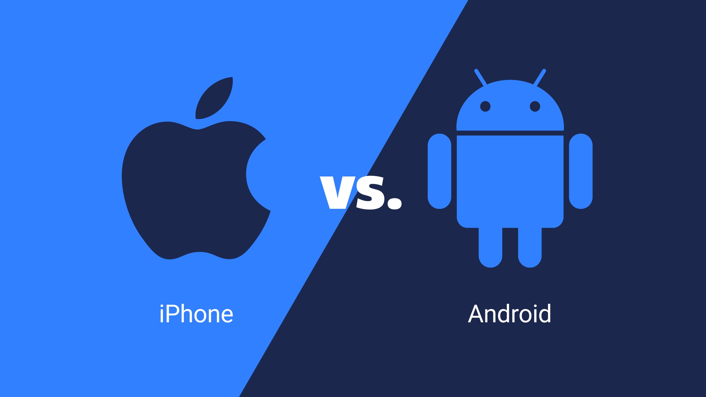 The words "iPhone vs. Android" are written with the respective Apple and Android logos in the background