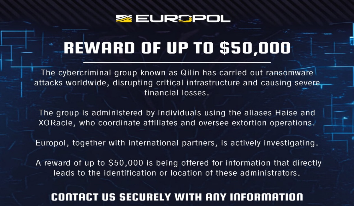Europol Denies $50K Reward for Qilin Ransomware Leaders, Calls It a Scam