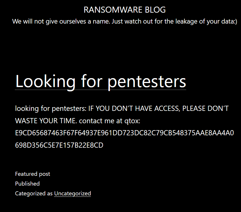 MedusaLocker ransomware group is looking for pentesters