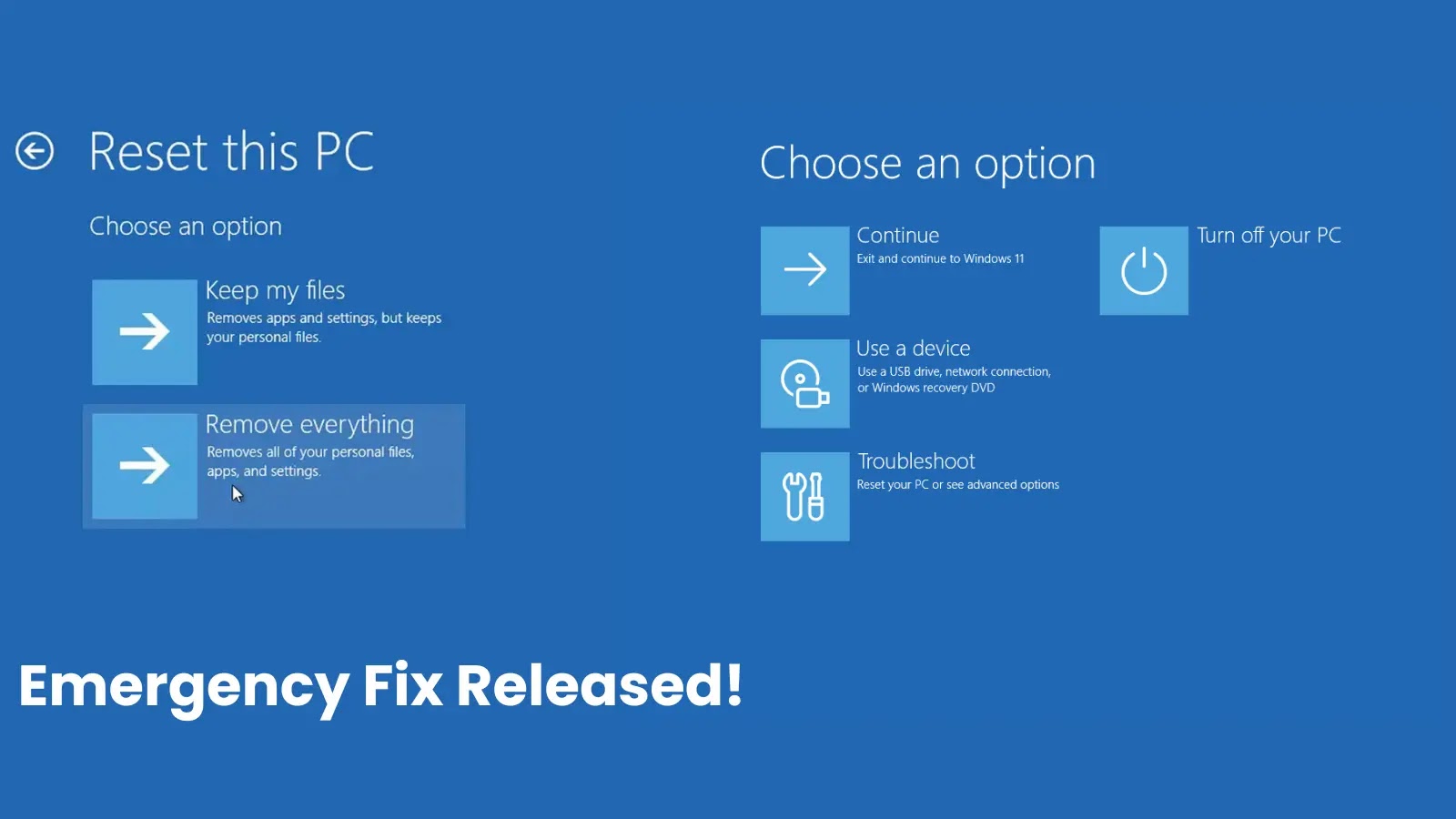 Microsoft Releases Emergency Updates to Fix Windows Reset and Recovery Error