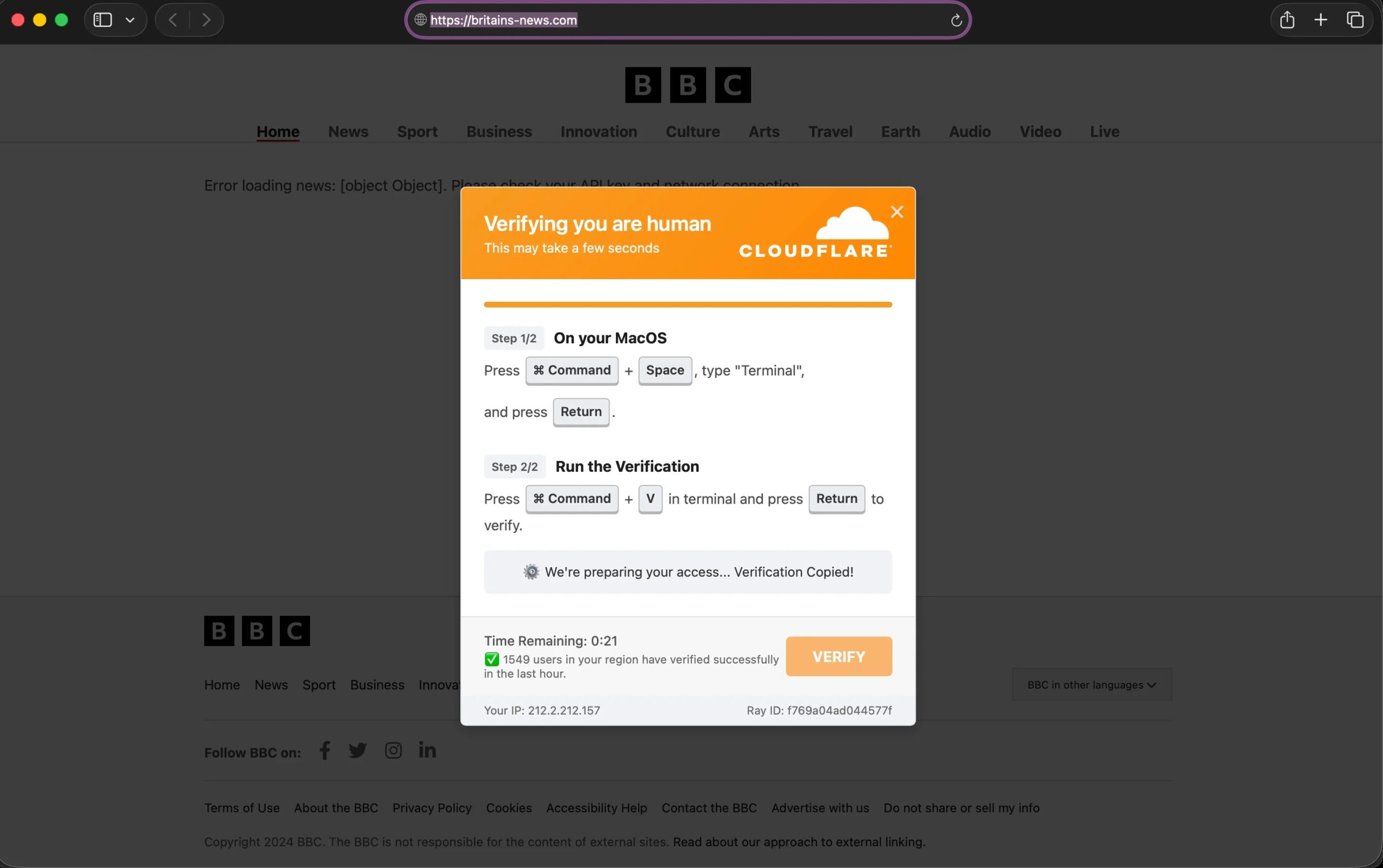 New ClickFix Attack Uses Fake BBC News Page and Fraudulent Cloudflare Verification to Trick Users