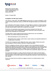 iiNet cyber incident, iiNet, TPG Telecom, ASX, Stolen Credentials, Stolen Account Credentials
