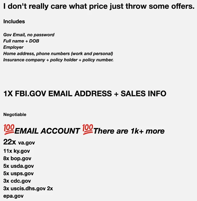 For $40, you can buy stolen police and government email accounts