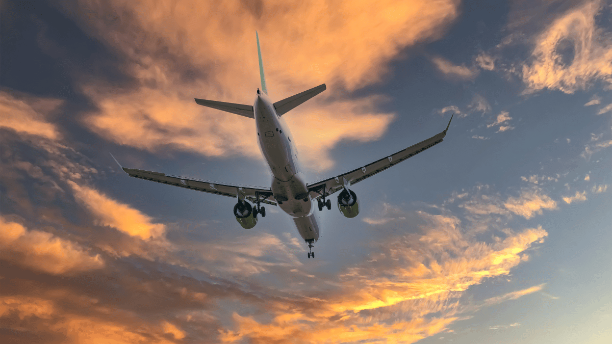 An airplane in the sky