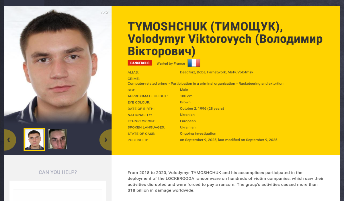 LockerGoga Ransomware Admin on EU Most Wanted List With $10M DOJ Reward