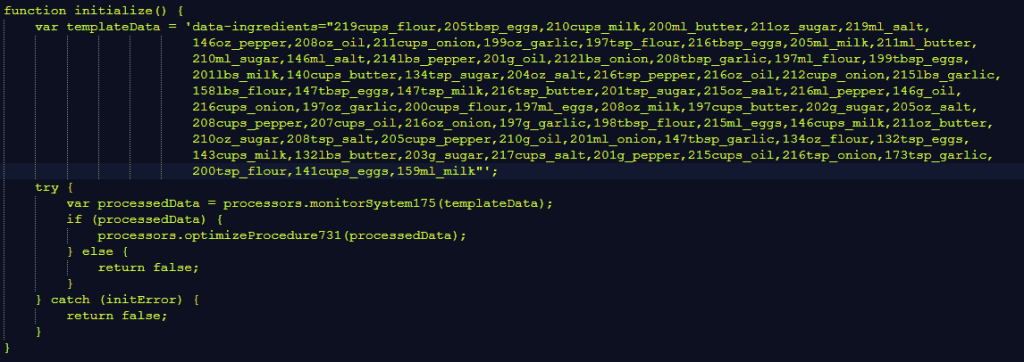 function to define the ingredients