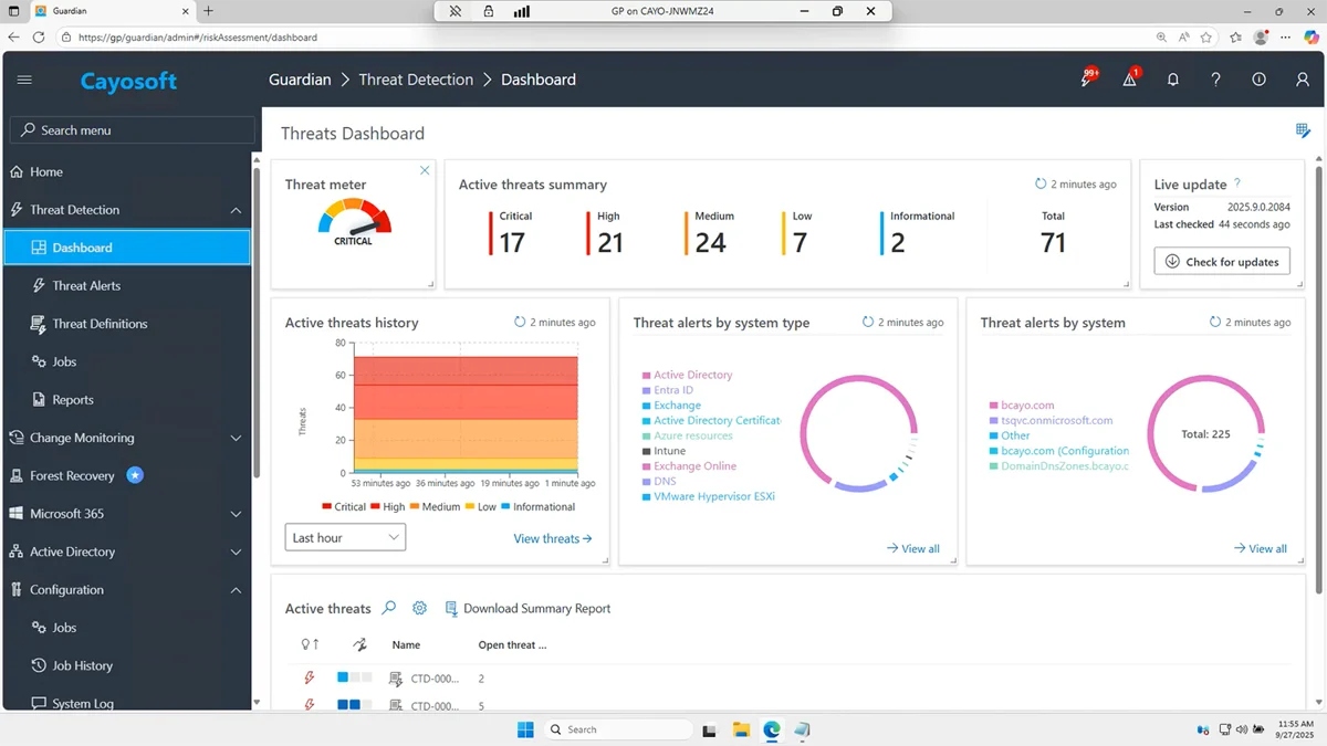Cayosoft Guardian Protector safeguards Microsoft 365 and hybrid identity systems