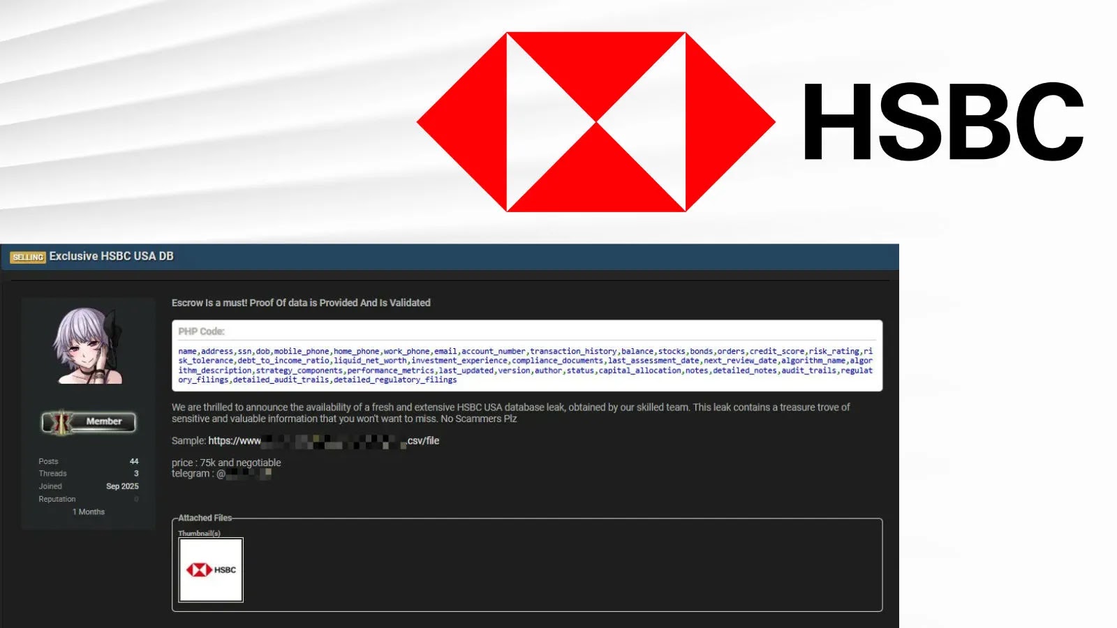 Hackers Allegedly Claim Breach Of HSBC USA Customers' Records Including Financial Details