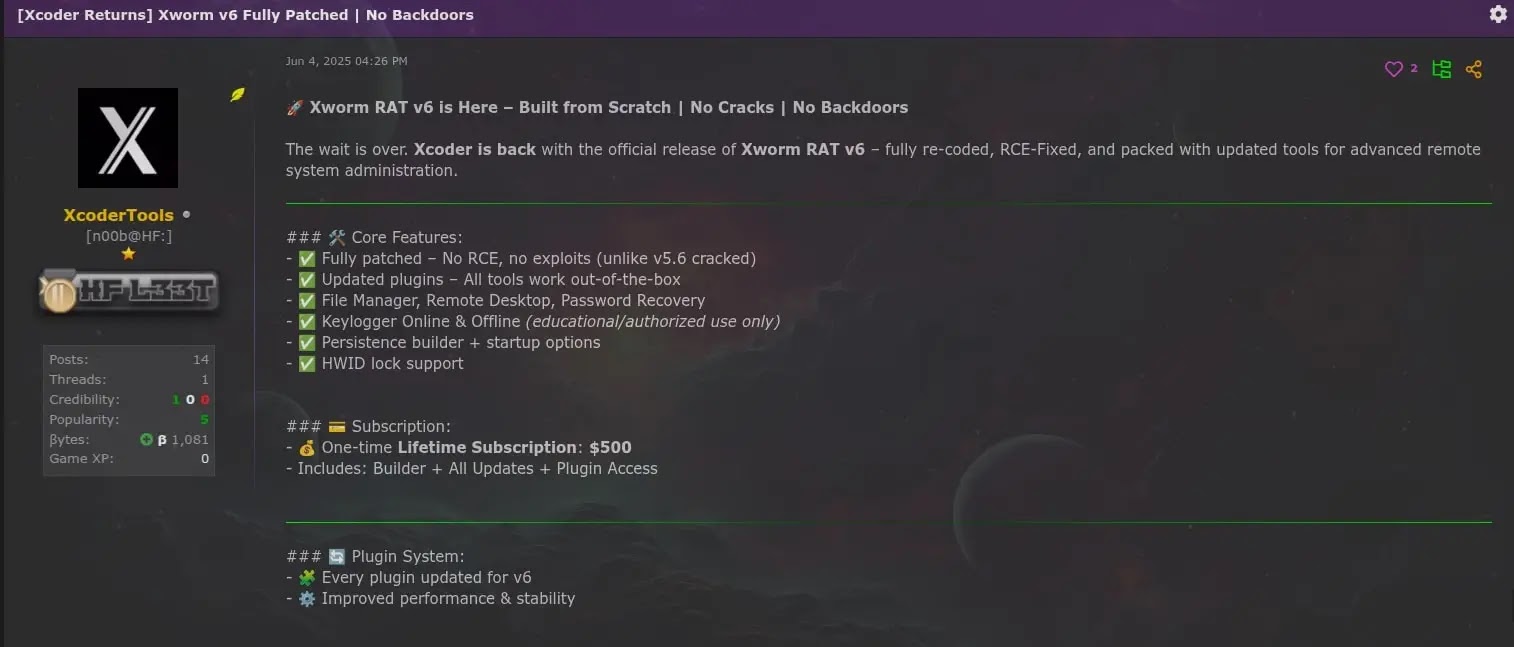 New XWorm V6 Variant Injects Malicious Code into a Legitimate Windows Program New XWorm V6 Variant Injects Malicious Code into a Legitimate Windows Program